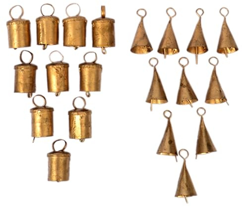 20-Piece Vintage Gold Cow Bell Set - Rustic Jingle Bells for Crafts, and Home Decoration by Eccentric Collection