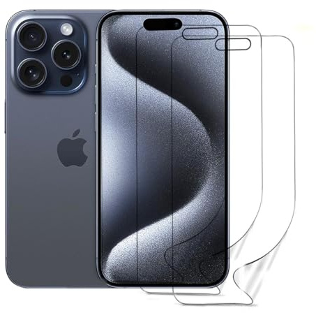 Cfyywqf displayschutz hydrogel für iPhone 15 Pro | 3 Stück Selbstheilend hydrogel displayschutzfolie, einfache Installation,Ultra-Klar tpu folie,Stoß-Kratzfest film