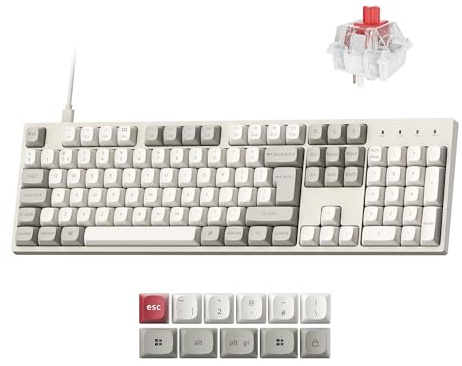 Keychron C2 Pro 8K Wired Mechanical Keyboard - UK ISO Layout, 8000Hz Polling Rate, QMK/VIA Programmable Hot-Swappable Red Linear Switch, RGB Backlit Full Size with PBT Keycaps for Mac, Windows, Linux