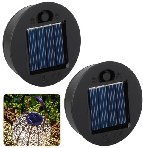 Solarleuchten Ersatzteile 2 Stück, 7cm 1.2V 600mAh Solar Ersatzdeckel, IP44 Wasserdicht LED Ersatz Solarmodul Warmweiß für Gartenleuchten Solar Lampen, Terrassenbeleuchtung