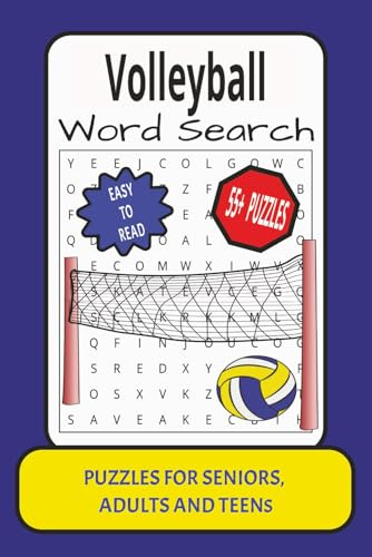 Volleyball Word Search: Word Search with Easy to Read Print about Volleyball, Puzzle Book, Beach Volleyball Activity, Brain Games, Competition, ... (Sports and Activities Word Search Book)