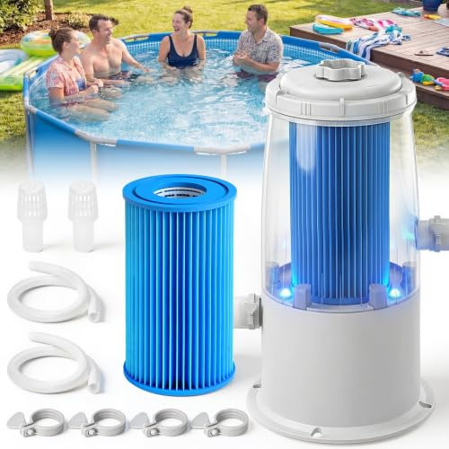 Pool Filter Pump, 1000 Gallon Swimming Pool Filter Pump with Auto Shut-Off, Waterproof Large Paddling Pool Filters Pumps for Outdoor Pool Hot Tub, Above Ground Pool Pumps