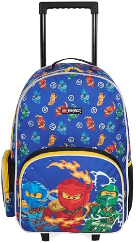 Get Trend Lego Ninjago Trolley Rucksack Kinder, 2-in-1 Reisetasche mit Rollen und Metallgestell, Leicht Handgepäck Rucksack mit verstellbaren Schultergurten, Geschenke für Jungen (Multi Lego)