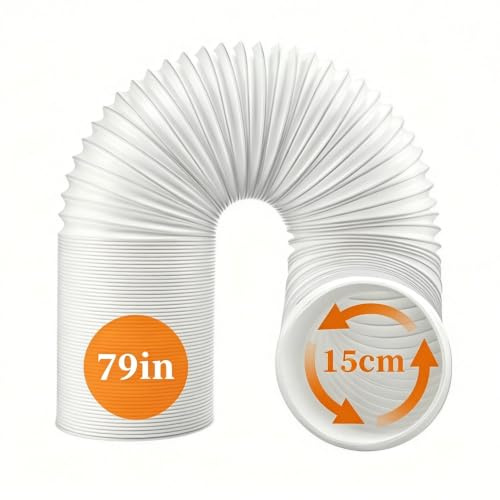 Portable Air Conditioner Exhaust Hose, 15cm/5.9 Diameter, 2M/79 Flexible Vent Duct with Counterclockwise Thread, Universal Replacement Pipe for AC, Tumble Dryer & Extractor Fan