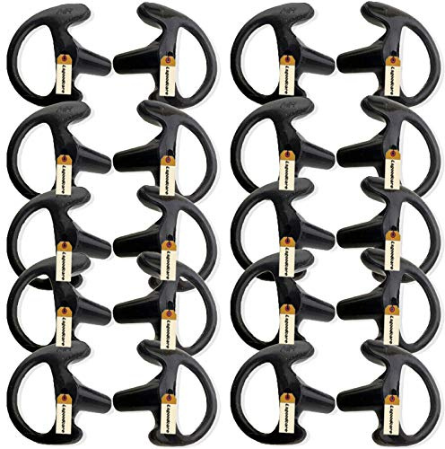Lsgoodcare Replacement Earmold Earbud (Left and Right Ear) for Two Way Radio Acoustic Coil Tube Earpiece - Open Ear Insert Earmould Earbuds Black, Medium, Soft Silicone Material, 10 Pairs