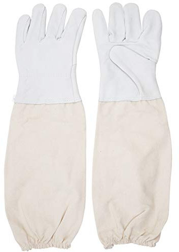Guanti da Apicoltura Guanti in Pelle di Capra Spessi Guanti da Apicoltore con Tela Ventilata Maniche Lunghe Polsini Elastici Ventilati Guanti Protetti da Apicoltore per Protezione Mani Apicoltori (XL)