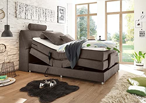 Froschkönig24 Palermo 120x200 cm Boxspringbett Bett mit Motor Stone, Ausführung:Variante 4