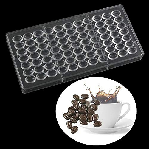 WElinks Stampo per cioccolato in plastica trasparente a forma di chicchi di caffè a 77 fori per decorare torte fai da te
