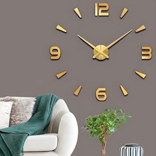 Coraltree 3D Wandtattoo Wanduhr DIY, Gold | Dekoration, Für Büro Wohnzimmer Schlafzimmer, Geschenk, Home Dekoartikel