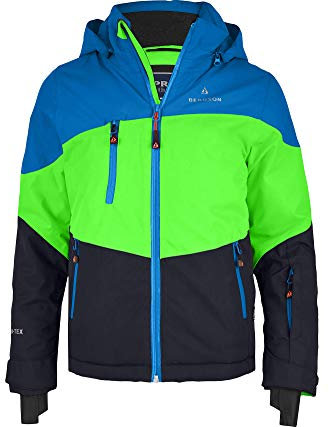 Bergson Volker neo (Maxi) | Kinder Skijacke, extra weit für extra viel Spaß im Schnee!, Green Gecko [272], 176 - Kinder