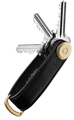 PORTACHIAVI ORBITKEY 2.0 Leather Saffiano LIQUOEICE Black