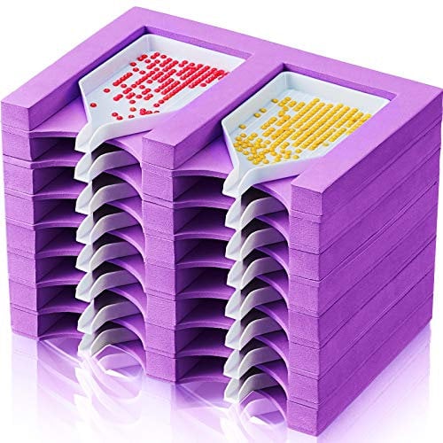 16 Slots Diamond Painting Tray Organizer Diamond Painting Accessories Tray Tower Organizer Multi-Boat Holder Tools Kits for Adults DIY Crafts(Purple)