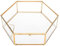 Homtone 11cm Golden Vintage Glasbox, Hexagon Schmuckkästchen aus Glas, Transparent Glass Schmuck Storage Organizer für für Schmuck, Andenken, Armbänder