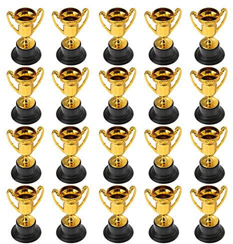 20Pcs Gold Trophy Bambini di Plastica Trofeo con del Desktop di Base Trofeo Decor per Competizioni Sportive di Partito