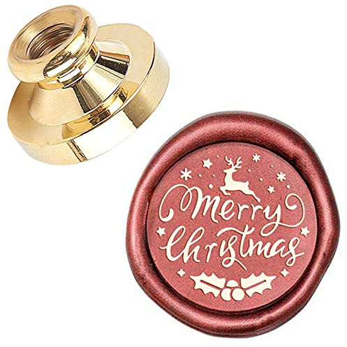 craspire Frohe Weihnachten Elch Wachssiegel Stempelkopf Siegellack Stempelköpfe Nur 25mm Vintage Ersatz Für Umschläge Karten Einladungen Hochzeit Halloween Weihnachten Silvester Party