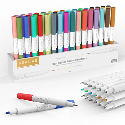 REALIKE Drawing Pens für Cricut Maker 3/Maker/Explore 3/Air 2/Air Dual Tip Pen Schreiben Zeichnen Kompatibel mit Circuit Explore Machines 0.4 Spitze und 1.0 Spitze