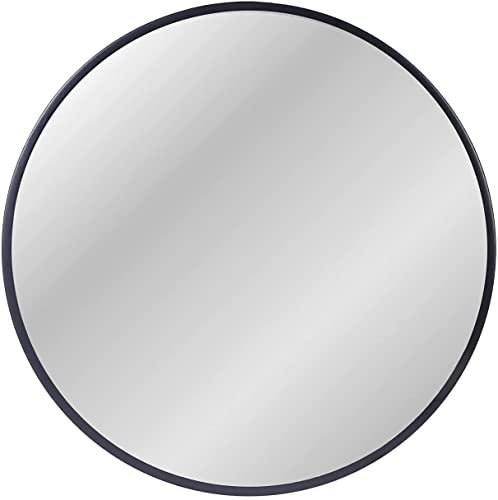 ZENIDA Round Mirror for Wall, 50x50 cm Metal Framed Circle, Large Bathroom, Black for Living Room, Bedroom, Entryway Decor