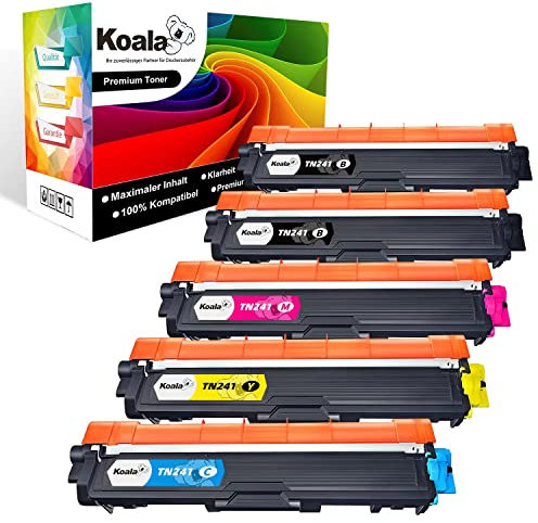 Koala TN241 TN245 Toner Kompatibel für Brother MFC-9332CDW DCP-9022CDW HL-3142CW HL-3152CDW MFC-9142CDN HL-3140CW HL-3172CDW DCP-9020CDW Toner (Mit Chip, 5er-Pack)