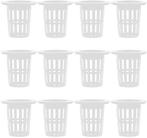 HEMOTON 50 Stück Pflanzkorb Nursery Net Cups Orchideenpflanzer Hydroponischer Pflanzbecher Hydroponik Liefert Tassen Aquaponic Net Pots Mesh-blumentopf Weiß Plastik Gittergewebe Tasse Topf