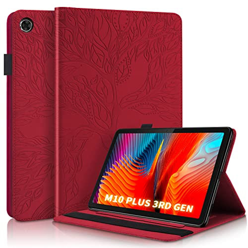 Succtopy Custodia Lenovo Tab M10 Plus 3rd Gen 10.6 Pollici 2022,Cover in Pelle PU Flip Portafoglio con Porta Penna,Custodia Protettiva con Slot Card Lenovo Tab M10 Plus 3a Generazione 10.6,Rosso