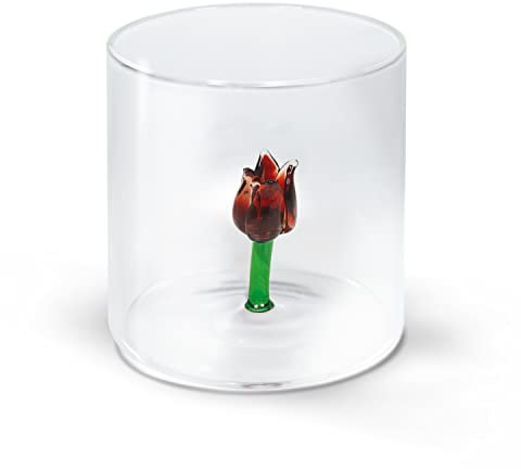 WD Lifestyle Bicchiere in vetro borosilicato. Capacità 250 ml. Decoro tulipano.