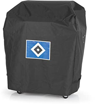 Hamburger SV Wetterschutzhaube Größe L Abdeckung für Gasgrill, Feuerschalen oder Gartenmöbel Das Grillzubehör für echte HSV Fans Abdeckplane aus robustem, schwarzem Polyestergewebe [Mit Logo], 05852