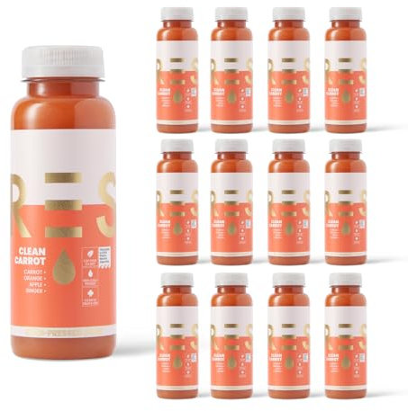 PRESS Healthfoods, 12 x 250ml Clean Carrot Juice, Cold Pressed Carrot, Contains, Orange, Apple and Ginger
