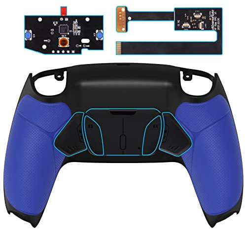 eXtremeRate RISE4 Remap Kit Programmabile per ps5 Controller BDM-010/020,Cover Grip Gomma&4 Tasti Posteriori Palette Back Buttons per ps5 Joystick(BDM-010/020)-Blu
