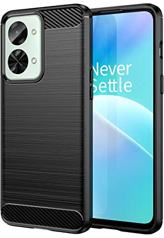 CoverKingz Handyhülle für OnePlus Nord 2T 5G - Silikon Handy Hülle im Carbon Design - Soft Case Phone Cover Schwarz