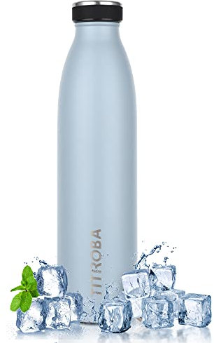 TITIROBA Edelstahl Trinkflasche 750ml Thermosflasche Auslaufsichere Wasserflasche Doppelwandige Isolierflasche Bpafrei 24 Std Kalt und 12 Std Heiß Blau