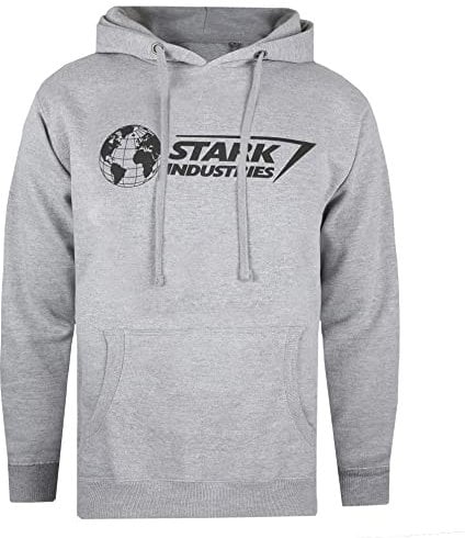 Cotton Soul Marvel Stark Industries Iron Man Mens Hoodie, Heather Grey, SML