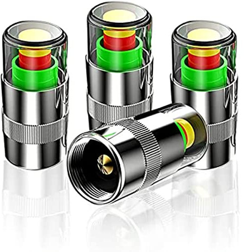 4 Stück 2,4 Bar Auto Reifendruck Monitor Ventilschaftkappen Reifensensor Anzeige 3 Farben Augenwarnung Universal Vorbauabdeckungen für Autos, Fahrräder, LKWs, Motorräder