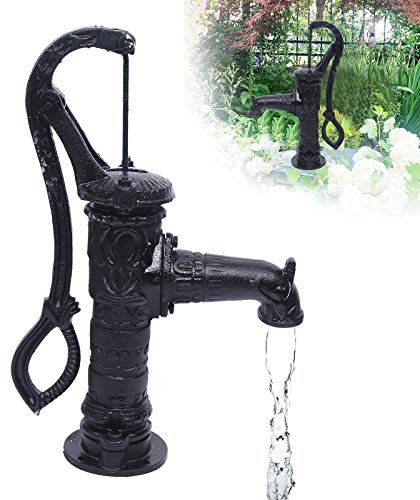 BOSUGE Handbrunnenpumpe, manuelle Wassertransferpumpe aus Gusseisen, Boost-Brunnen, Jet-Shake-Grundwasser-Saugpumpen, Handpresse für Hausgarten, Hof (schwarz)