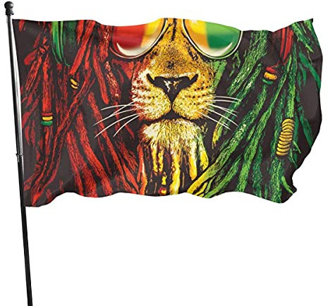 Fahne Reggae Rasta-Flaggen-Löwe, Witterungsbeständiges Garten Flagge Premium Flaggen Für Draußen Drinnen Restaurants,3X5Ft
