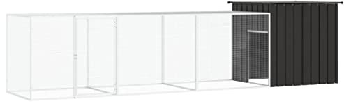 vidaXL Hühnerkäfig Anthrazit 400x91x100cm Verzinkter Stahl Auslauf Hühnerstall
