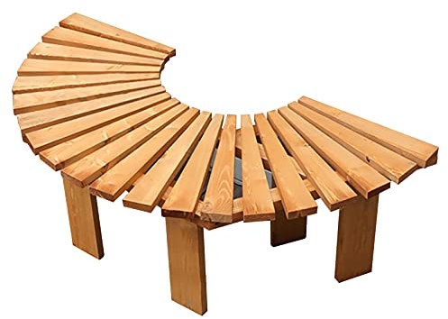 Terrasse Gartenbank Parkbank, halbrunde Baumbank aus Teakholz, rückenfreie Bank, runde Holz-Terrassen-Wickelsitz, Retro-Hinterhof, Parkmöbel, Outdoor-Kollektion, 120 x 40 cm (