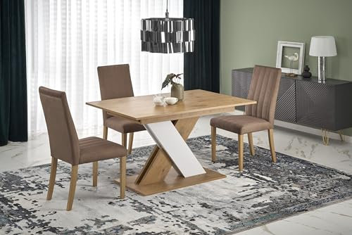 designimpex Design Esstisch Tisch HA-111 Eiche Lancelot - Weiß matt ausziehbar 130 bis 175 cm