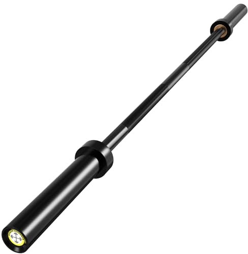 POWER GUIDANCE Olympische Langhantelstange, Hantelstange zum Heben, Hüftstöße, Kniebeugen, Universelle Chrom-Krafttrainingsstangen 12KG 1,5 m/157 cm (Black-5FT)