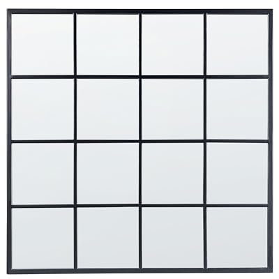 Beliani Espejo de Pared de Metal Negro 78 x 78 cm Vidrio Forma Ventana Industrial Blesle