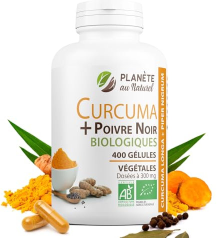 Curcuma et Poivre Noir Bio 300mg - 400 gélules végétales