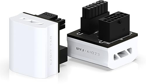 EZDIY-FAB 12VHPWR 12+4 Pin Winkelstecker Netzteil für Grafikkarte der RTX40-Serie,Unterstützt 600W-Ausgang,Kompatibel mit RTX4090,4080,4070ti -180 Grad STD Typ-Weiß-1 Pack