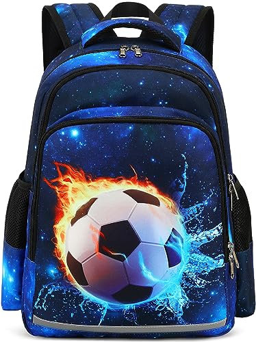 CAMTOP Mädchen-Rucksack für Schule, Kinder, Rucksäcke, Vorschule, Kindergarten, Elementar-Büchertasche (Alter 3–9 Jahre), Soccer Blue, Classic