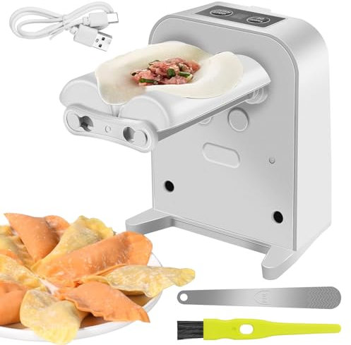 MaxEarn Automatische Knödelmaschine, Elektrische Teigtaschenformer mit Löffel & Bürste, USB-Aufladung Ravioli Former Dumpling Maker, 2 Modi Gyoza Maker für Zuhause, Küche, Restaurant