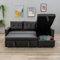 Panana Corner Sofa Bed - Universal Pull Out SofaBed - Left or Right Side Storage Chaise Couch,Convertible Click Clack Sofa Bed Settee Sectional Sofa, Black Faux Leather