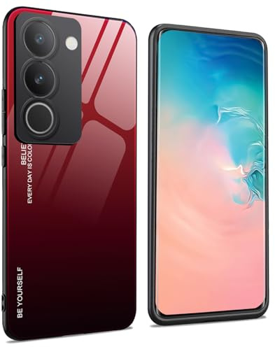WBWONE Hülle für VIVO V29 5G, Handyhülle Weich Silikon TPU Rahmen Farbverlauf-Glas Panzerglas Back Cover Dünn Case, Stoßfest Kratzfest Schutzhülle - 5