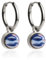 Silber Ohrringe Creolen mit Anhänger zum Wechseln • Edelstahl Ohrhänger mit Charm in dunkelblau • nickelfrei & wasserfest • MIX AND MATCH • Ø 16 mm