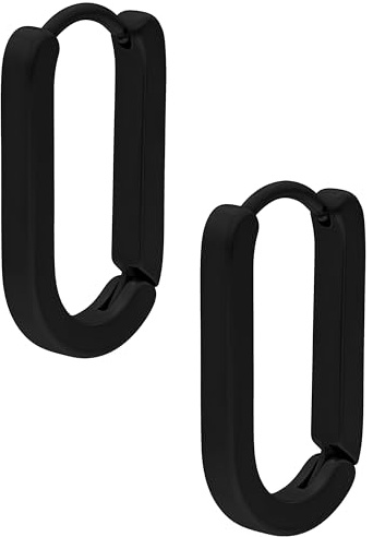 Wildcat Ohrringe - Basic Oval Hoops - Ovale Creolen aus Edelstahl, wasserfest, langlebig, hautverträglich - schwarz