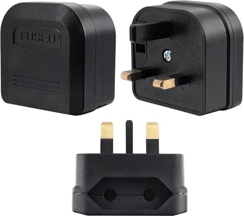 1 x Peak Power EU Plug to UK Socket Adaptor, EU to UK Plug Adaptor with 5A Fuse, Type C EU2 Pin CEE7 Plug to Type G UK Socket, 2 Pin EU Plug to 3 Pin UK Adapter Socket