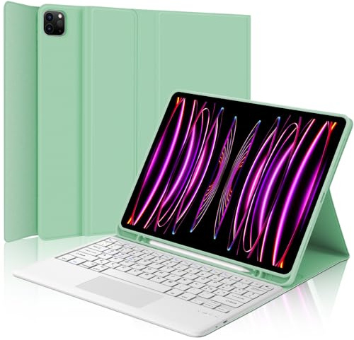 WINCHKING Tastiera per iPad Pro 12.9 con Touchpad, Cover con Tastiera per iPad pro 12.9, Custodia QWERTY Bluetooth Magnetica Keyboard per pro 12.9 pollici 6/5/4/3 Generazione, Verde chiaro