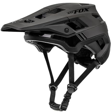 BATFOX Fahrradhelm, Leichter Komfort Mountainbike-Helm Skateboard Helm mit Visier, Atmungsaktiv Helme für Herren Damen Erwachsene Jugend, Verstellbar in der Größe-Schwarz||M